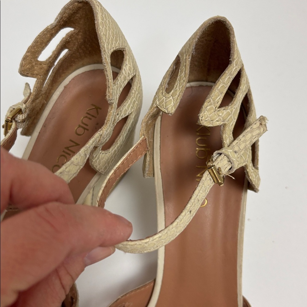 Klub Nico Elegant Beige Women's Chunky Cutout Heels - 10 - Picture 4 of 15
